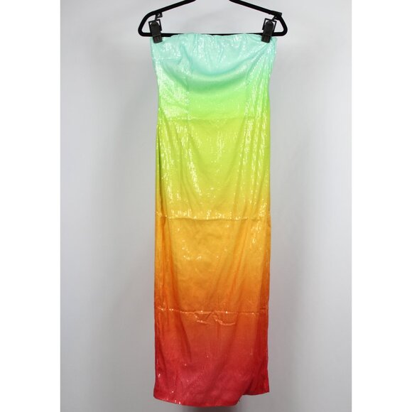 Women’s Slit Strapless Dress Sequin Cocktail Party Evening Gown Bodycon Dress M - Picture 4 of 9